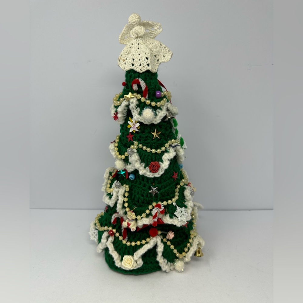 Vintage 14” Crocheted Christmas Tree W5